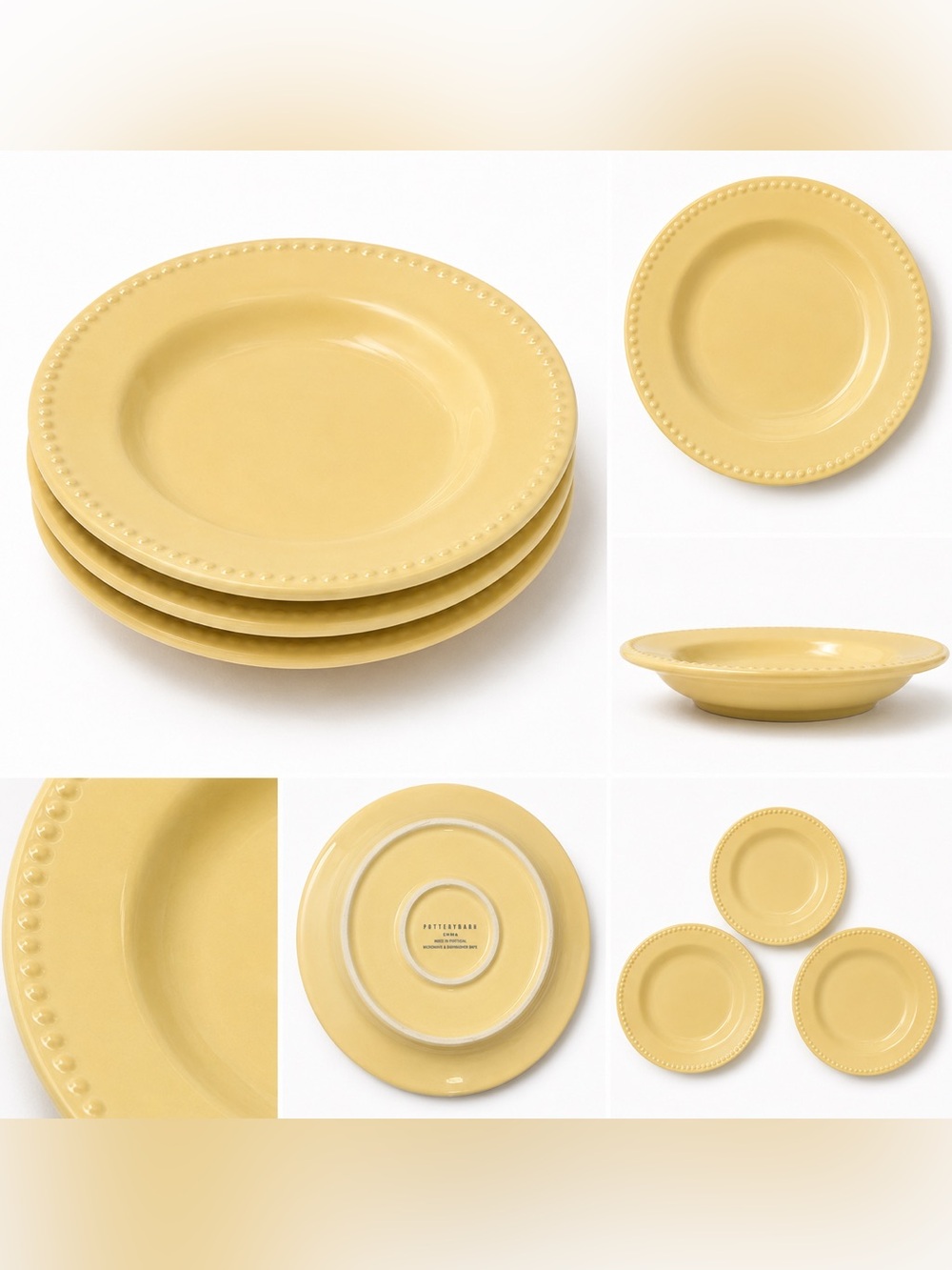 Pottery Barn Emma Yellow (Discontinued) Stoneware Dinner Plates - Set of 3